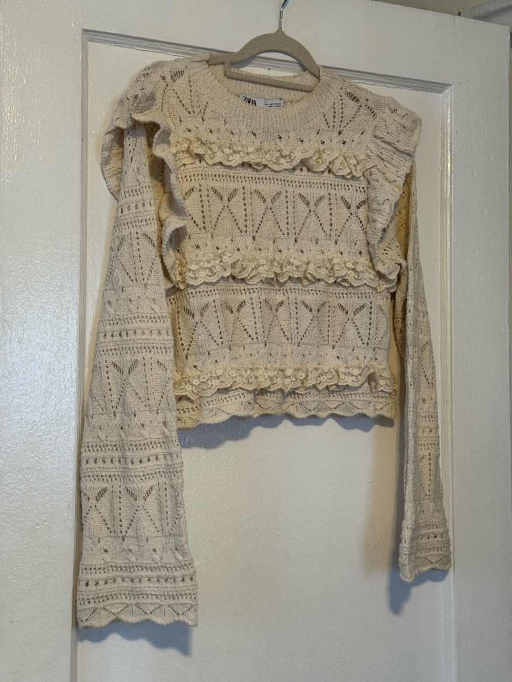 Zara Beige Crochet Sweater